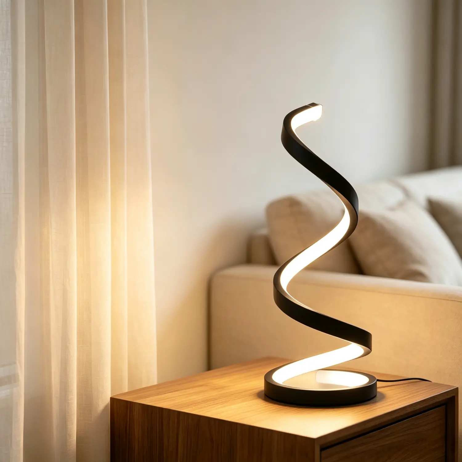 2/1pc Touch Control Spiral LED Table Lamp, 3 Color Lighting Modes, Eye-Friendly Soft Illumination, Space-Saving Desktop Light For Bedroom, Study, Living Room & Home Decor, Premium Present For Lovers, Friends And Family