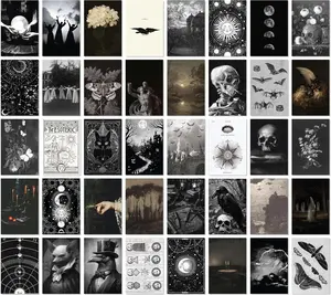 Witchy Decor Aesthetic - 40 Pcs Gothic Posters Moody Spooky Home Decors, Gothic Halloween Decorations, Scary Creepy Wall Art Prints, Dark Witchy Wall Collage (4"x6") Set Ornaments