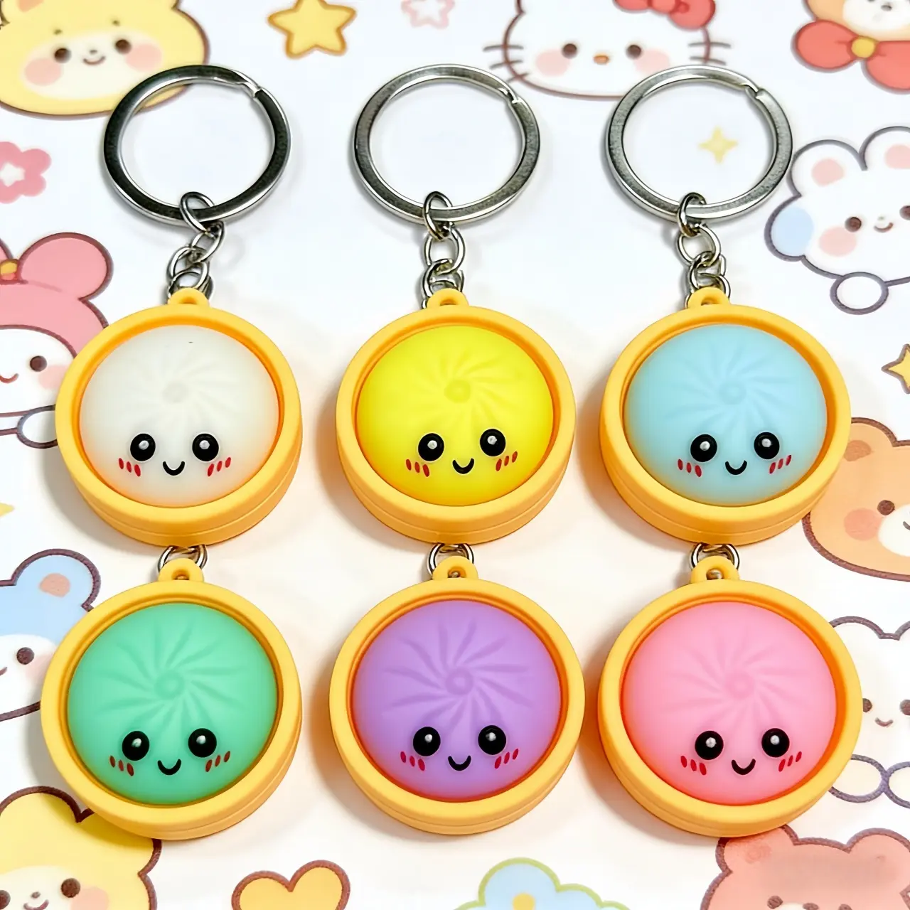 Compact Keychains, Soft Dumpling-Shaped Miniature Dangle Pendant, Durable Bag & Backpack Accessory, Birthday Gift - Random Color, Bag Charm Keychains, Cartoon Charm, Dangle Keychains, Ideal For Kids
