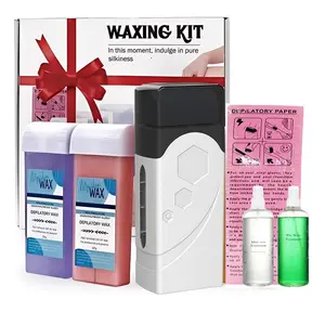 Roll On Wax kit,Waxing Kit for Women, Wax Roller, Roll On Wax Warmer for Hair Removal,at Home Waxing Kit for body face leg ,Soft Wax Heater
