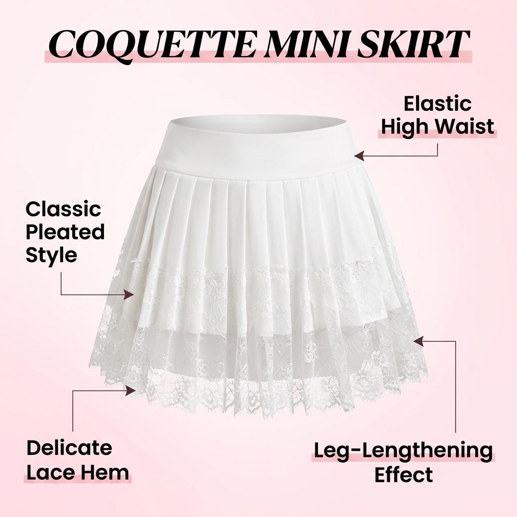 Women's Low-Rise Pleated Lace A-Line Flowy Midi Sports Skirt - Ruffle Hem, Non-See-Through Fabric, Cowgirl-Inspired Western Style, Gym-Friendly, S-2XL, Festival & Outdoor Use, Yes to Active Day Support (Sports & Outdoor Clothing)