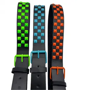 2025 New Mosaic Square Bead Belt for Men and Women Fashion Pin Buckle Decorative Pyramid Inlaid Wide Belt