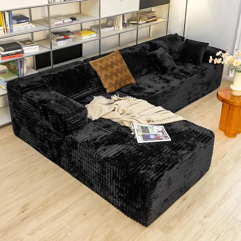 sectional couches for Living RoomCorduroy Couch, 104" Cloud Sectional Couchwith L-Shape Chaise, Modern Modular Sofa,Deep Seat Comfort, No AssemblyRequired(Plush Corduroy Fabric) L-Shaped Chenille Corner