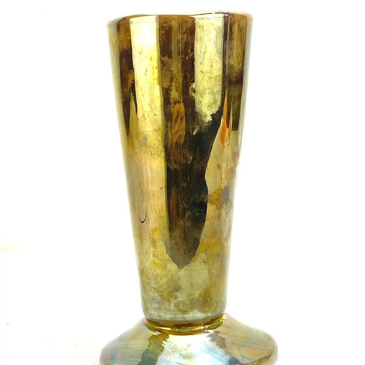 Antique Gold Hurricane Glass Mug with Metallic Finish for Drinkware or Decor