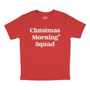 Youth Christmas Morning Squad T Shirt Funny Xmas Party Family Novelty Graphic Tee for Kids Funny T Shirts Christmas Tops for Kid Novelty Tees for Kids Red