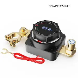 SNAPFIXMATE Battery Disconnect Switch with Digital Voltage, DC 5-80V 300A High Power Master Isolator On Off Kill Switch for Car Rv Yachts Heavy Trucks Construction Vehicles