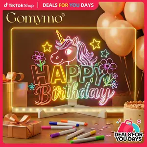 GOMYMO  LED Drawing Board for Kids, Acrylic Dry Erase Light-Up Drawing Board with Stand, Markers & Wipes, Erasable Reusable Board for Kids Learning, Ideal Gift for Birthday