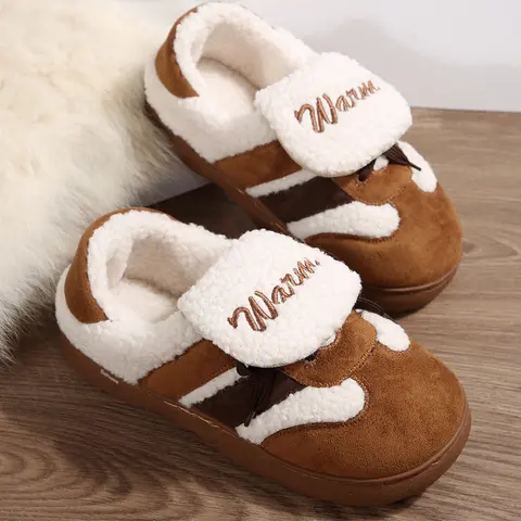 Women's Snow Shoes Fashion Casual Sneakers Breathable Flat Winter Boot House Padded Warm Women Fleece Slippers Indoor Outdoor Shoes