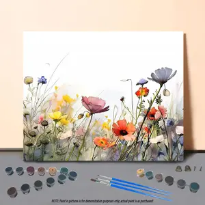 Flower Field DIY Painting Kit without Frame, 1 Set DIY Painting Kit with Pigment, DIY Painting Supplies for Home Decor, Unique Gift