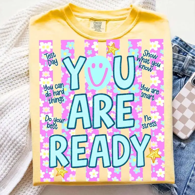Comfort Colors® Retro Striped You are ready Test Day Shirt, Matching State Testing Shirts, Teacher Team Shirts, Testing Day Tee, Testing Coordinator Shirt