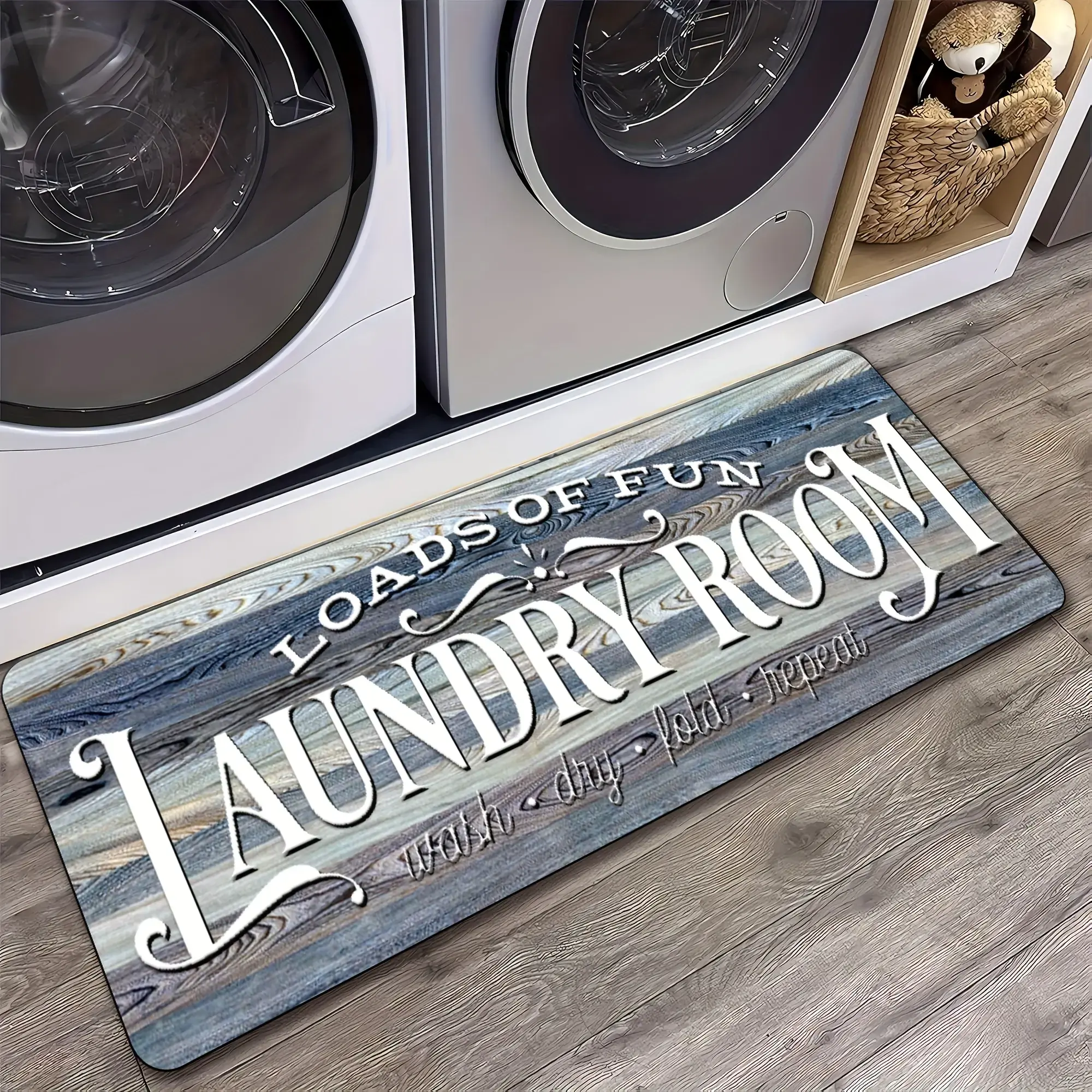 1 Pc  Wood Grain Laundry Room Rug Soft And Comfortable Long Strip Carpet Printed Mat Anti Slip Floor Mat Suitable For Kitchen Living Room Bedroom Sink Laundry Room Decoration Carpet Mat