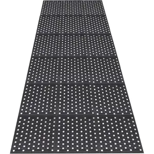 82.6"x35.4" Commercial Rubber Drainage Mat Anti- Rubber Mat Roll Heavy Duty Kitchen Non-Slip Floor Matting with Holes for Restaurant Bathroom Bar Outdoor Garden Wet Area
