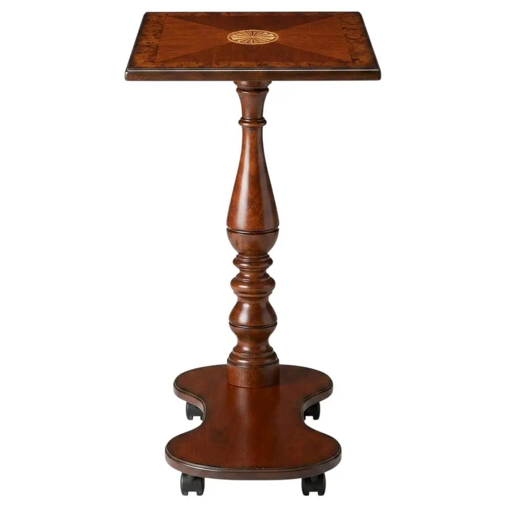 Olive Ash Wood Mobile Tray Table - Kiln Dried, Distressed Finish, Rectangular Top, Rolling Base, Transitional Side Tables