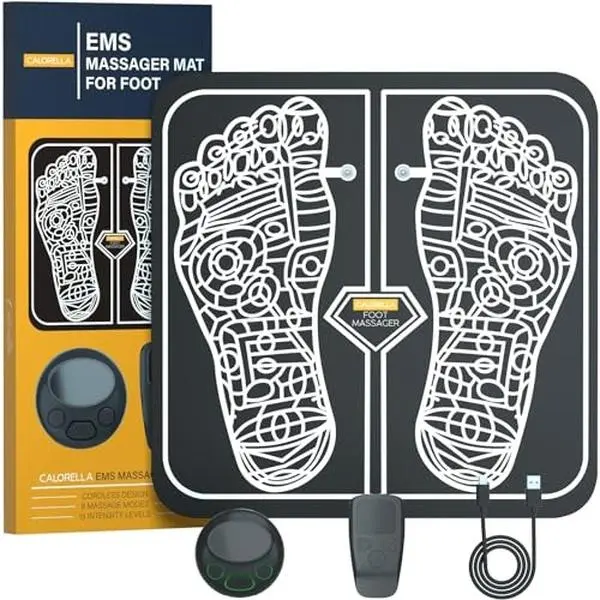 Portable Foot Massager Mat with Remote Control, 8 Modes, 19 Intensity Levels Adjustable Lightweight, Daily