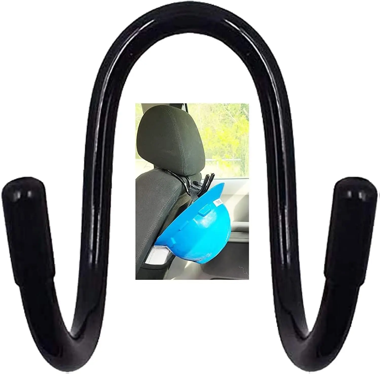 Universal Over The Seat Hard Hat Rack,Hard Hat Holder Back Seat Hanger Headrest Hook - Strong & Flexible - Simple, Easy to Bend into The Needed Shape and Holds Hard hat and Vest with Ease.