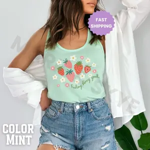 Strawberry Tank Top Strawberry Tank Top Strawberry Top Fruit Tank Top Cottage Core Clothes Feeling Berry Good Tank Top Berry Tank