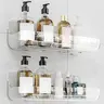 2-Pack Value Glossy Acrylic Corner-Fit Bathroom Organizers - No-Drill Wall-Mount Compact Size Shower Caddy Racks with Shelves, Set 2 Piece Inside Shower Accessory for Small Spaces Storage, Bathroom Tidy-Up