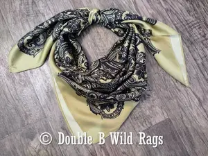 Wild Rag BARGAIN CORNER BC1140 Cowboy Floral Black and Light Green Western Neck Scarf by Double B Wild Rags