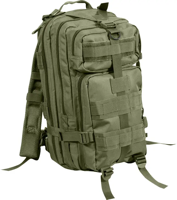 Olive Drab Medium Tactical Transport Pack, MOLLE Bug Out Bag with Heavy Duty Zippers, Water Repellent Polyester, Supports Weight Distribution and Pack Stabilization, Water Repellent Coating, Tactical Bag, Versatile Compartments
