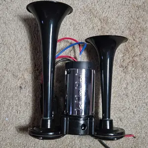 2026 Upgraded 12V 130DB Air Horn Dual Horn, Horn Kit with Air Compressor,Dual Electric Air Horns Kit with Compressor for Vehicles Trucks Pickup Trains Lorrys SUVs Cars Boats (12V SilverBlack) Alarm for Home Security,