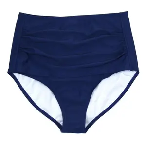 SwimZip Women's UPF 50+ Ruched High Waist Bikini Bottoms
