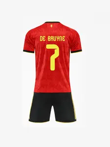 Sports Set, Breathable Gift for Boys & Girls, Belgium Football Fan Shirt, Training Clothes, Casual Short Sleeve & Shorts