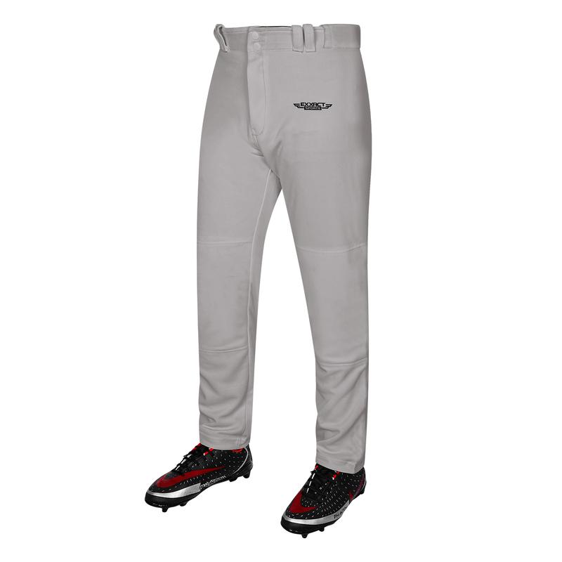 Exxact Sports Home Run Men's Baseball Pants without Piping - Full-Length, Semi-Relaxed Fit, Open-Bottom Adult Baseball Pants - (Grey)