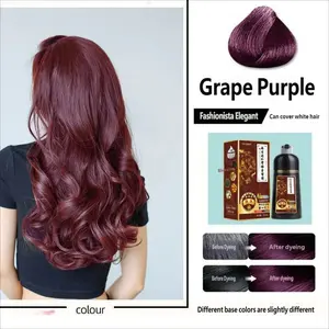 Wine Herbal Hair Dye, Long-Lasting Shampoo Hair Color, Natural Shampoo Dye, Quick Hair Coloring in Minutes, Cover White Hair, 500ML 3-In-1 Formula, Haircare