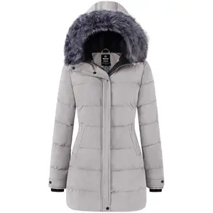 Wantdo Women'S Winter Coat Hooded Puffer Jacket Insulated Windbreaker Jacket Gray L Wantdo
