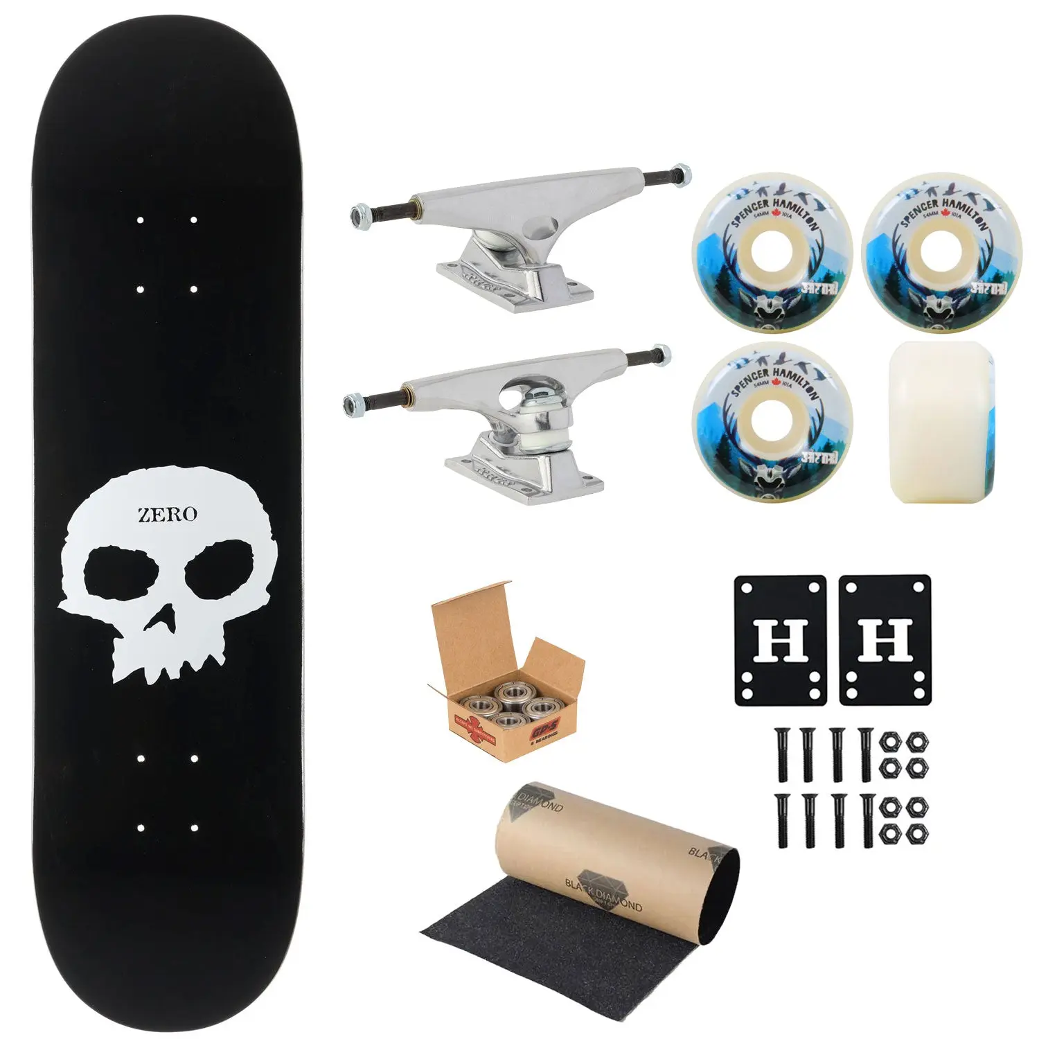 Zero Skateboard Single Skull 8.62" Krux, Independent, Satori Premium Kit