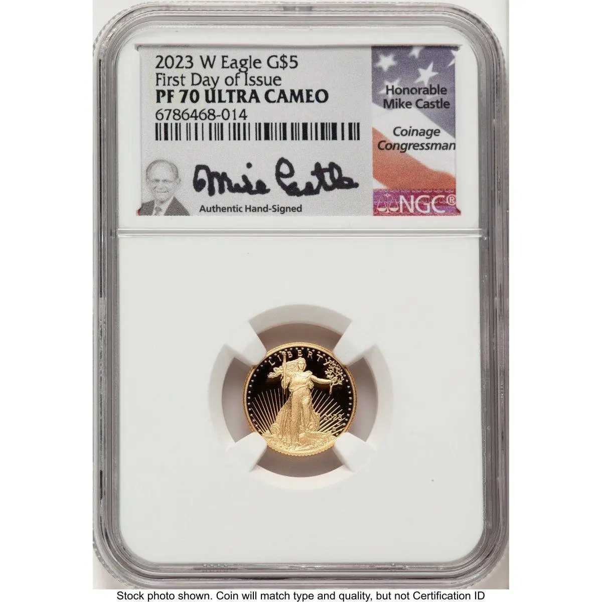 Modern Bullion Coins (2023-W Proof Gold Eagle 1/10 oz FDI Mike Castle)