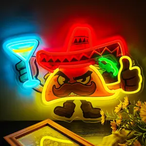 Burrito Neon Sign For Wall Decoration, Dimmable USB Powered，Suitable for wall decoration, restaurant decoration, fast food restaurant decoration, and snack shop decoration.