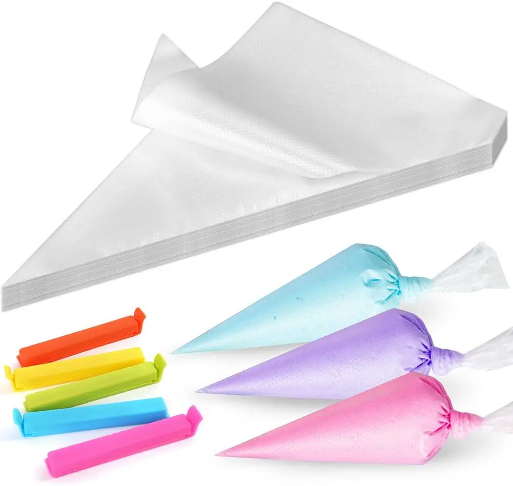 500 Pcs Piping Bags Disposable 10 inch Thick Tipless Pastry Bags Icing Frosting Bags for Baking Cookies Cupcake Decorating Supplies (With 5 Sealing Clips) - Home Improvement.