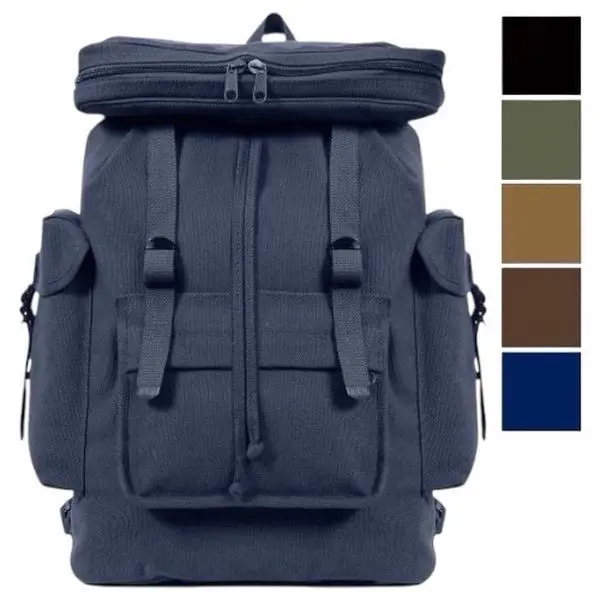 ROTHCO European Style Heavyweight Canvas Rucksack - Adjustable, Durable, Unisex Functional Outdoor Durable Backpack for Adults