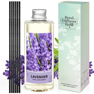 Lavender Essential Oil Reed Diffuser Refill 200ml Long-Lasting ,   Liquid with  Bottle for , Bedroom,