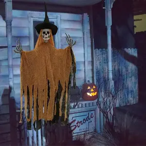 Halloween Decoration, Spooky Grim Reaper with Hat, 115.82cm Outdoor Hanging Ghosts, Durable Plastic Fabric Construction