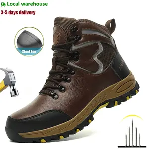 Waterproof Steel Toe Boots For Men Leather Steel Toe Shoes Safety Boots Indestructible Lightweight Construction Boots Non Slip Resistant Work Boots
