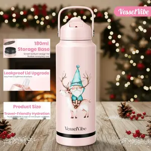 [VesselVibe] Christmas 40oz Tumbler Cups,Stainless Steel Thermos Cup,Keeps Drinks Hot&Cold,Storage Container(180ml),Food Safe,Non-Slip Base,Easy-Clean,Fits Car Cup Holders,Festive Gift,Water Bottle
