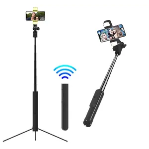 Portable Selfie Stick with Dual LED Fill Light, 360° Rotatable Selfie Stick with Remote Control, Selfie Accessories for iPhone Android Phone, Stocking Fillers Gift
