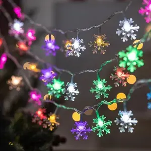 Color-Changing Snowflake Fairy Lights - 6m 40 LEDs Battery Operated | Christmas Tree, Wedding & Indoor/Outdoor Christmas Decorations