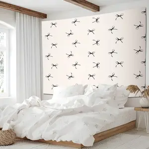 Minimalist Black Bow Tapestry, Coquette Wall Hanging, Cute Bow Tapestries, Elegant Wall Blanket for Teen Girls, Aesthetic Backdrop Decor for Bedroom & Living Room