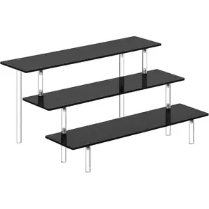 3 Tier Black Acrylic Display Riser – Perfume Organizer for Vanity, Cologne Shelf, Funko POP Figure Stand, Makeup & Collectible Display Holder