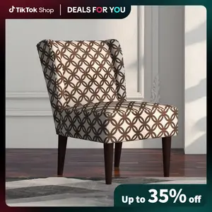 [Dealsforyoudays]EBELLO Armless Accent Chairs Slipper Chair, Comfy Wingback Corner Side Chair, Fabric Mid Century Modern Chair for Living Room Bedroom Office