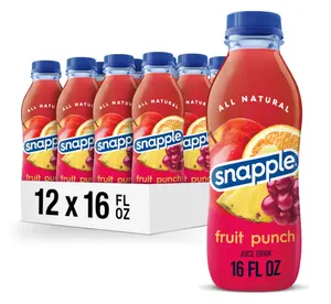 Snapple Fruit Punch Juice Drink, 16 fl oz recycled plastic bottle, Pack of 12