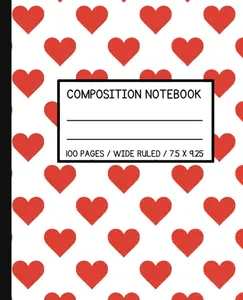 Composition Notebook: Love Heart Composition Notebook | 7.5 x 9.25 Inches 100 pages | Cute School Supplies