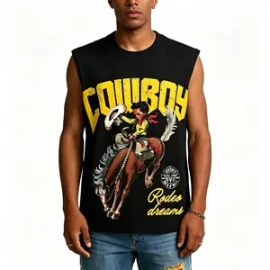 Sopula Studio Men's Cowboy Rodeo Dreams Print Tank Top Sleeveless Casual Crewneck Workout Tanktop Summer Tank Tops Graphic Menswear Horse