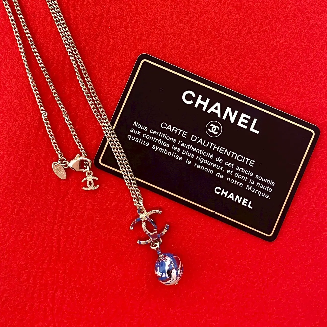 Pre-owned CHANEL Stainless Small Leather Goods Coco Mark Necklace