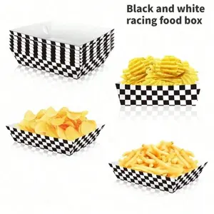10/20/50pcs Large Capacity Non-Folding Racing Style Snack Fruit Boxes, Ideal for Bread Hot Dogs BBQ Chips Skewers Party Celebrations