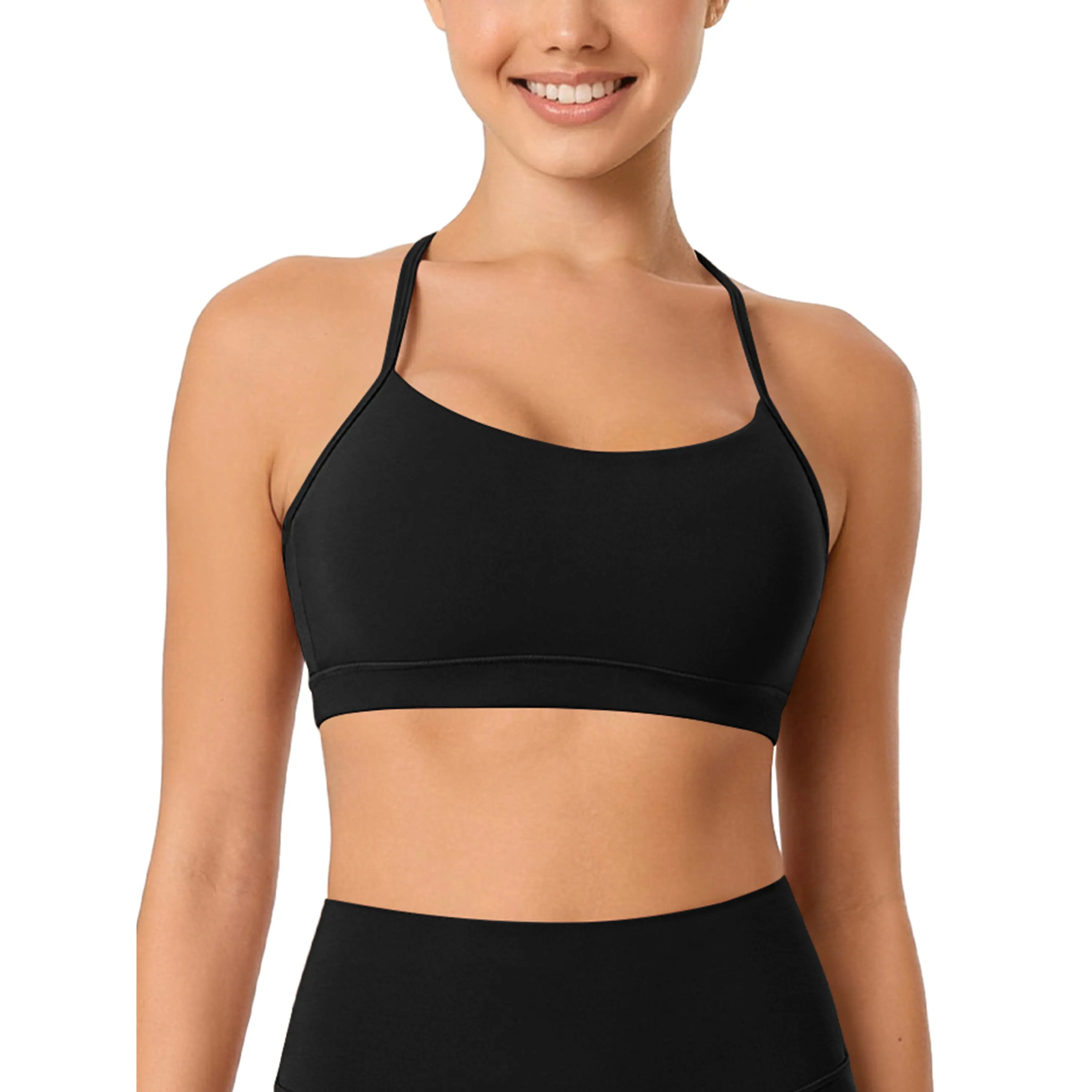 ODODOS Cloud Feeling Women's Y-Back Racerback Sports Bra, Wirefree Padded Tag-Free Strappy Activewear for Yoga, Gym Workouts, Upper Body Workout, Fitted Padded Sports Bras