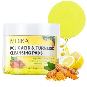 Kojic Acid & Turmeric Cleansing Pads, Facial Cleansing Pads for Face, Makeup, Balance Skin Oil and Water, Skin Care Kits, Cleanser, Makeup Remover Wipes, 50pcs/box Exfoliating Pads